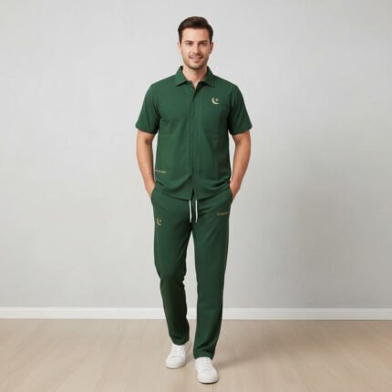 Ensemble Chemise Avec Pantalon+ Débardeur 3pcs Vert